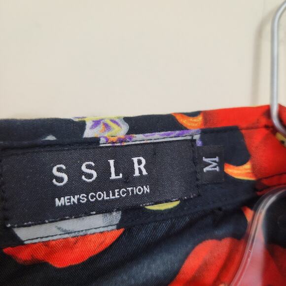 SSLR Halloween pumpkin graphic short sleeve button front shirt men's size medium - Picture 4 of 6